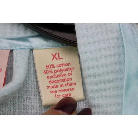 Coral Bay Women's Light Blue Robe-XL-Belted-Pockets-Satin Trim - Picture 4 of 10